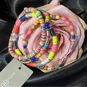 Bijou Brigitte 4pc Colorful Beaded Bracelet Set – Stretch Stack NWT